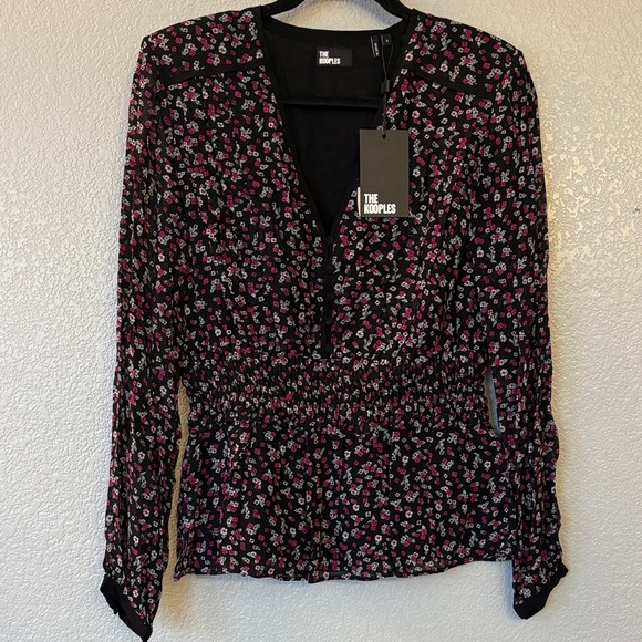 The Kooples Black and Pink Floral Blouse - Picture 2 of 13